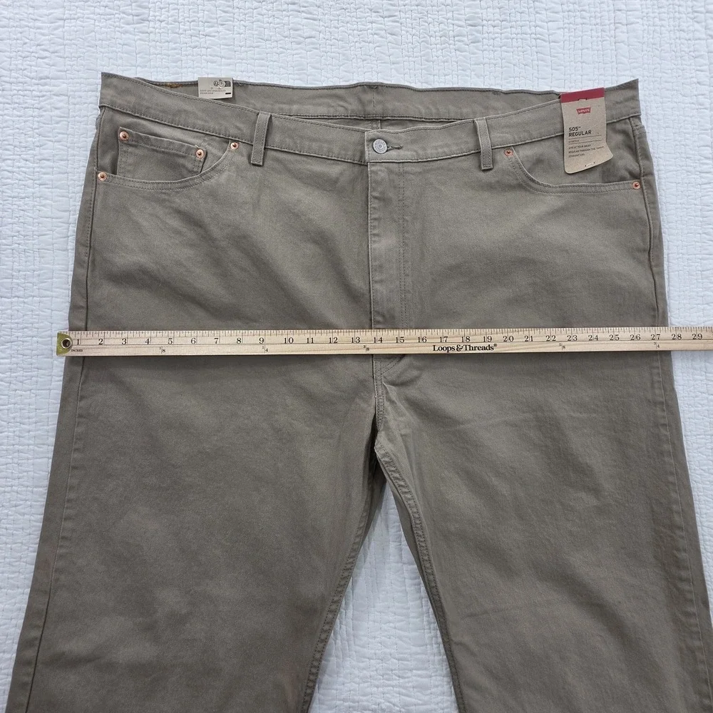 Levi's 505 Regular Fit Jeans Men's Big & Tall 50x34 Tan Stretch Denim NEW NWT